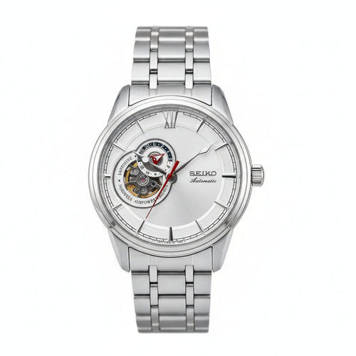Automatic Open Heart Men's Wristwatch | Silver