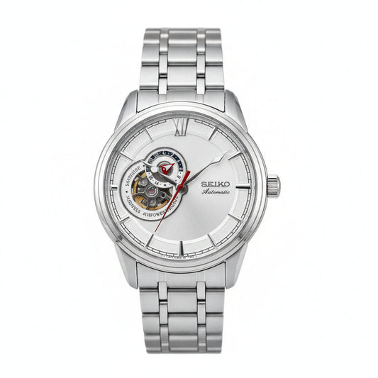 Automatic Open Heart Men's Wristwatch | Silver