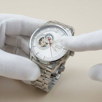 Automatic Open Heart Men's Wristwatch | Silver